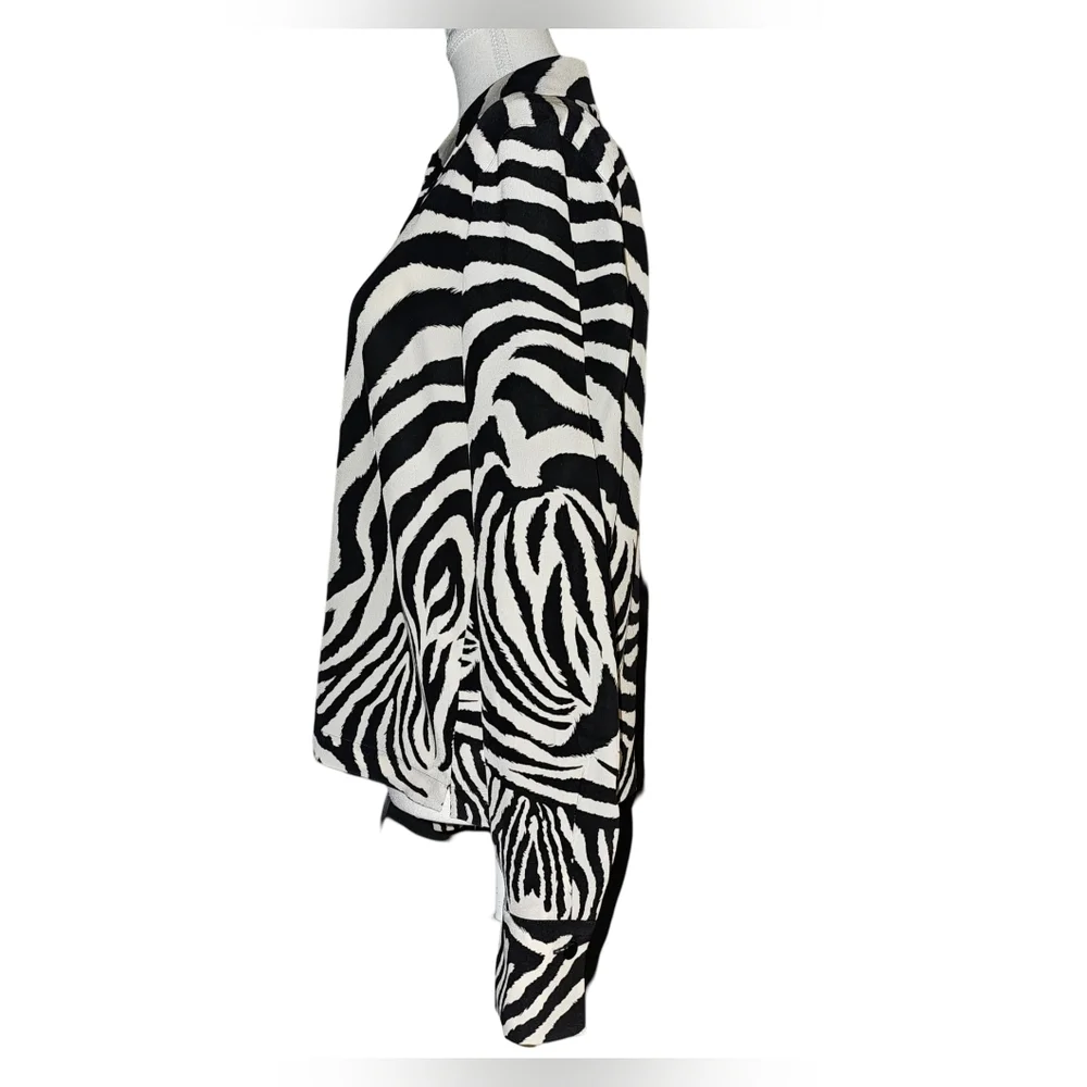Laurel Silk Zebra Print Blouse Vintage Y2K Black Ivory Button Front EU 34 - Picture 4 of 15